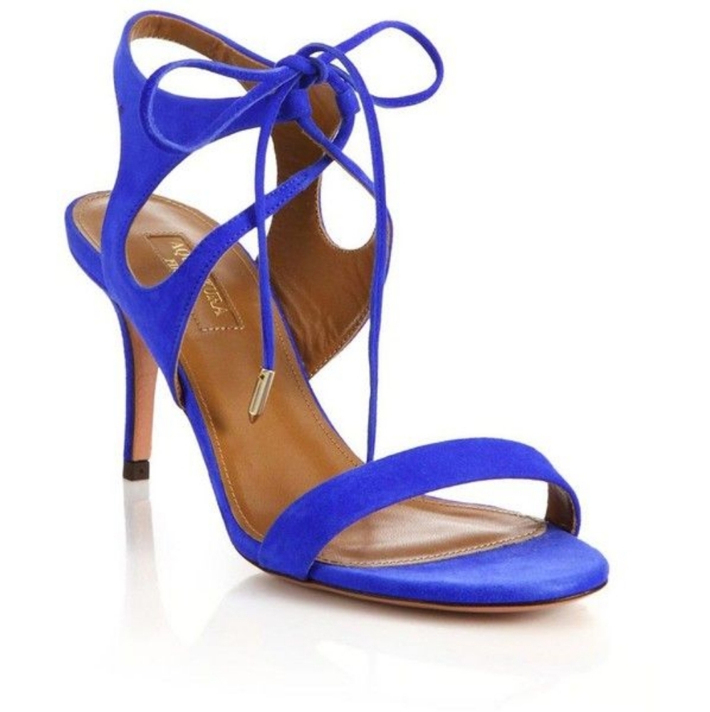 Aquazzura Blue Suede Colette Sandals